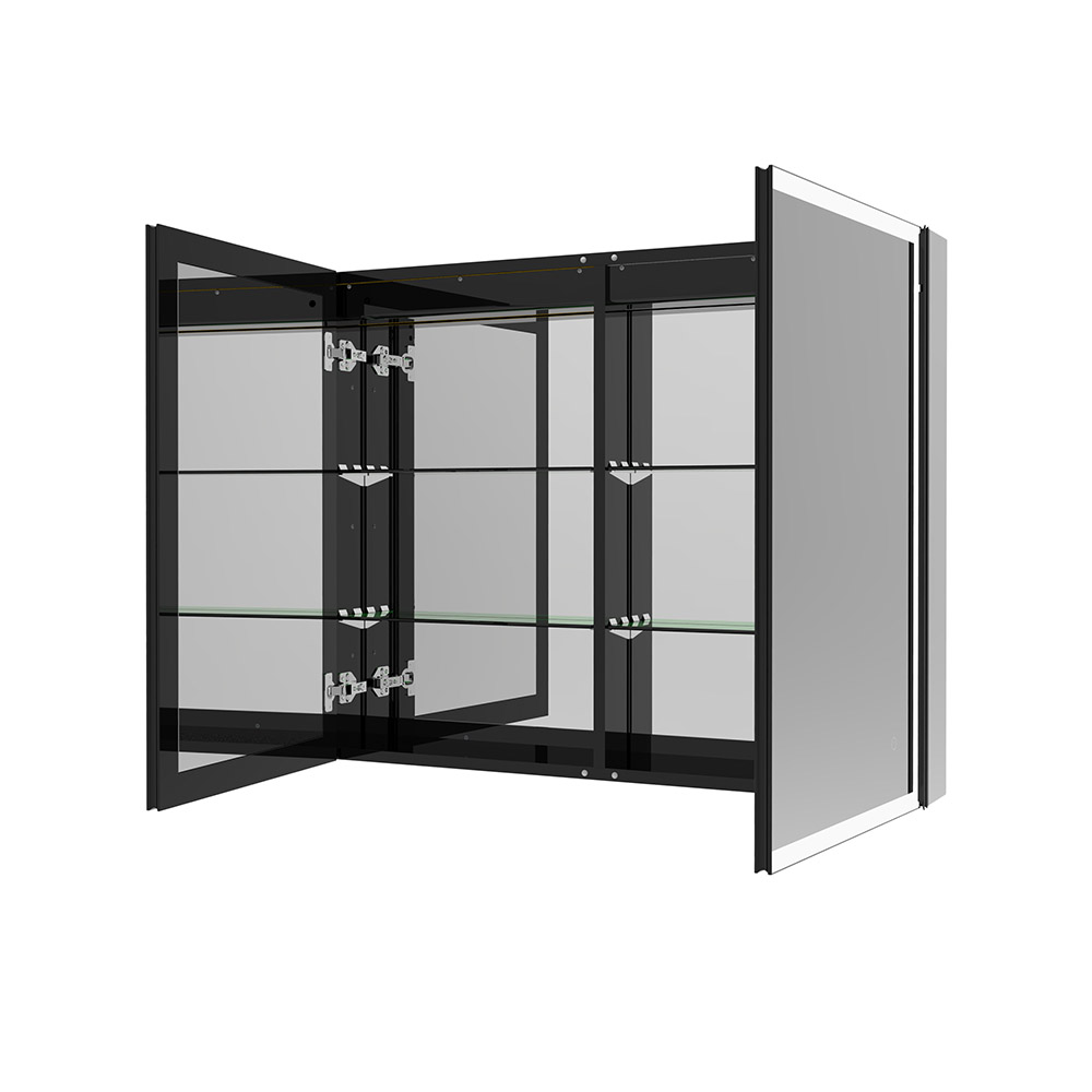 LED-Spiegelschrank EVE Schwarz - 100 x 80 cm