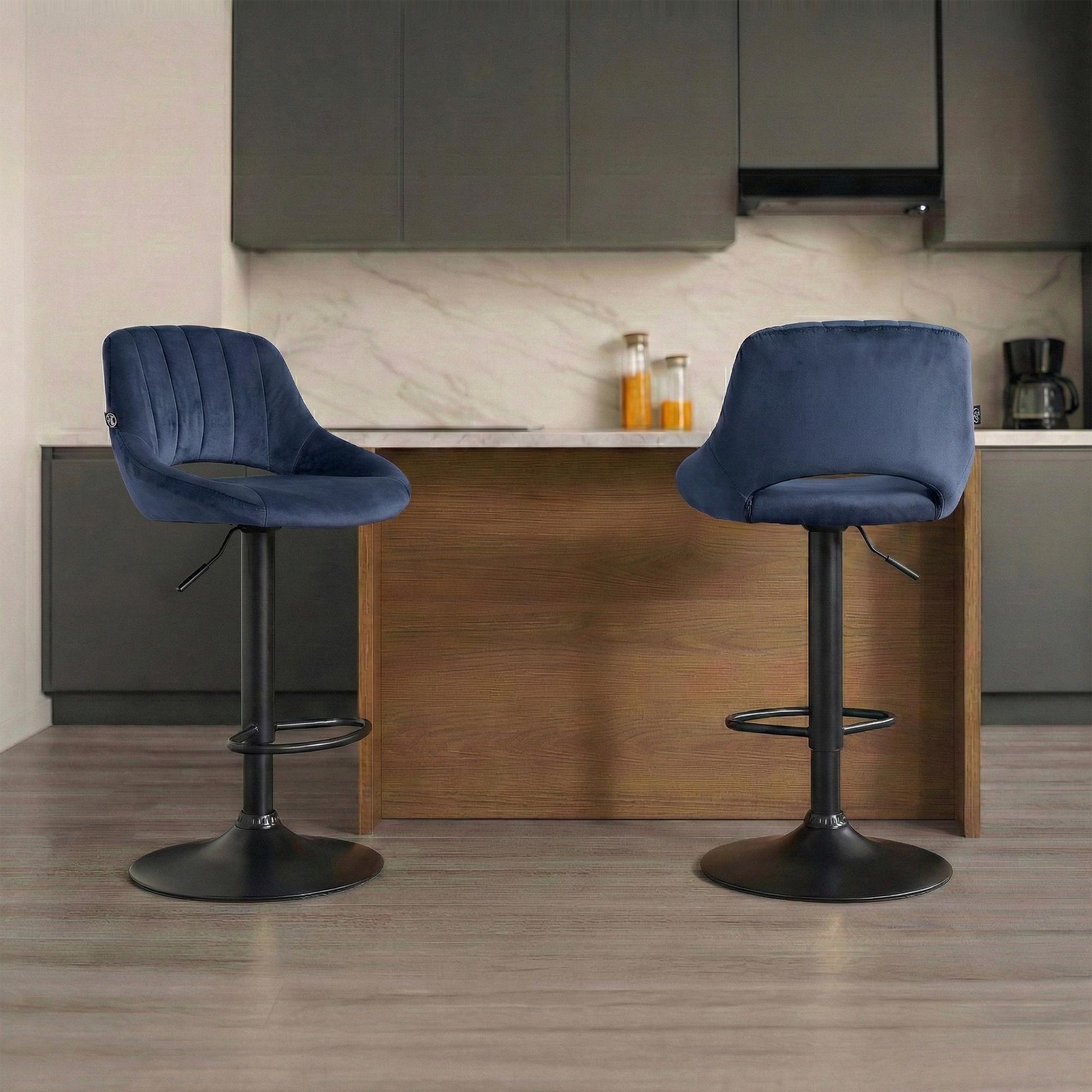2er Set Barhocker Milet Samt B, blau