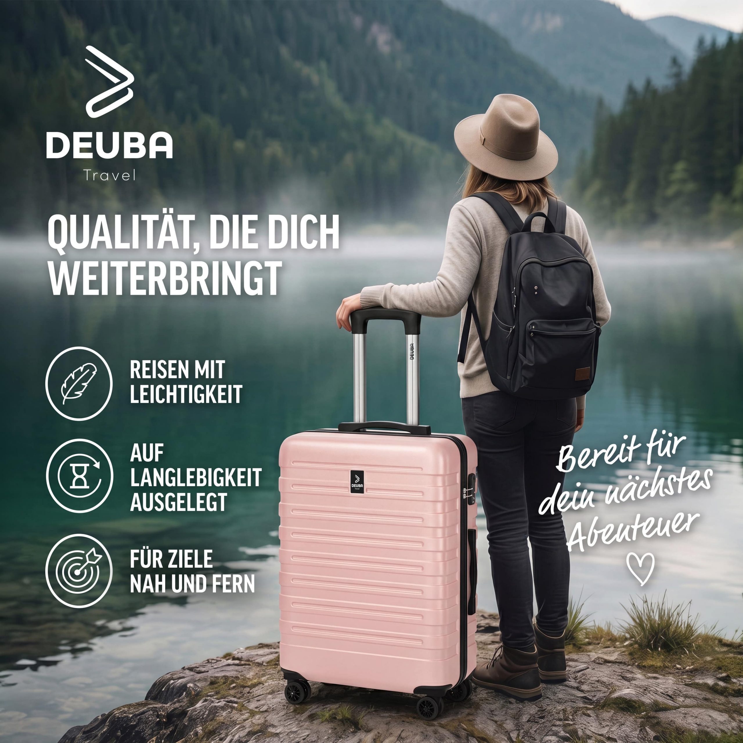 Hartschalenkoffer New York Set 3-tlg Pastellrosa Rollen 360º ABS