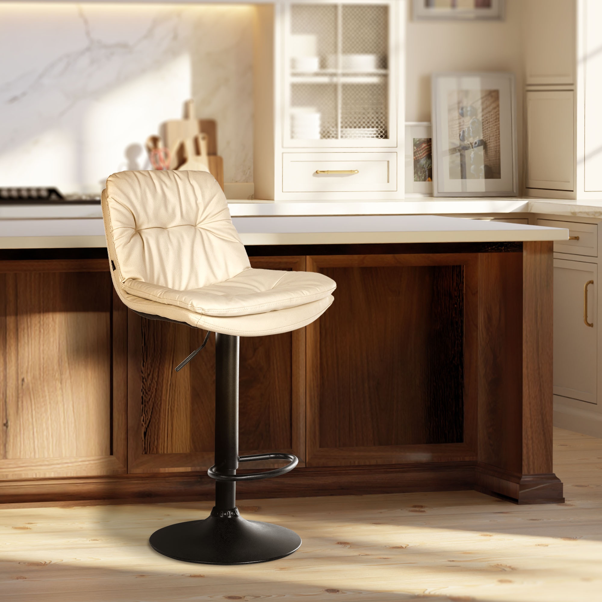 Barhocker Laurel Kunstleder schwarz, creme