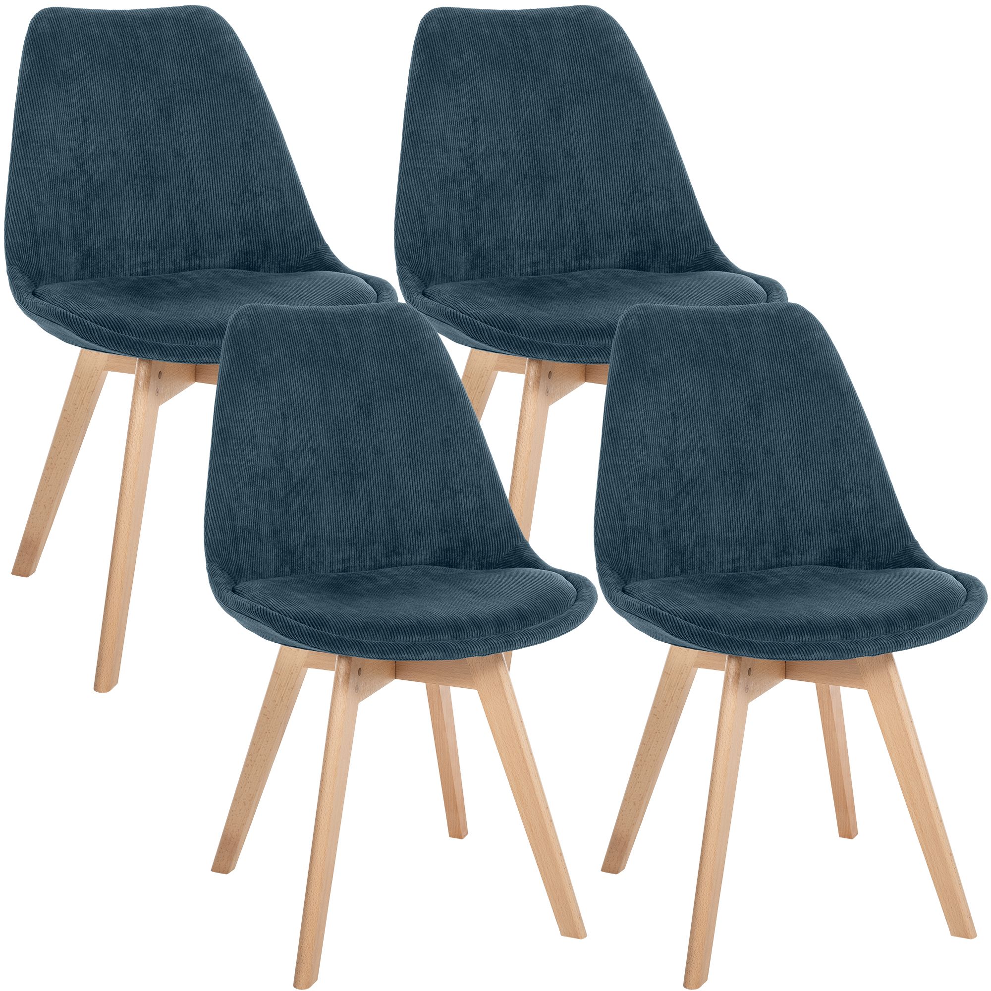 4er Set Stuhl Linares Cord, dunkelblau