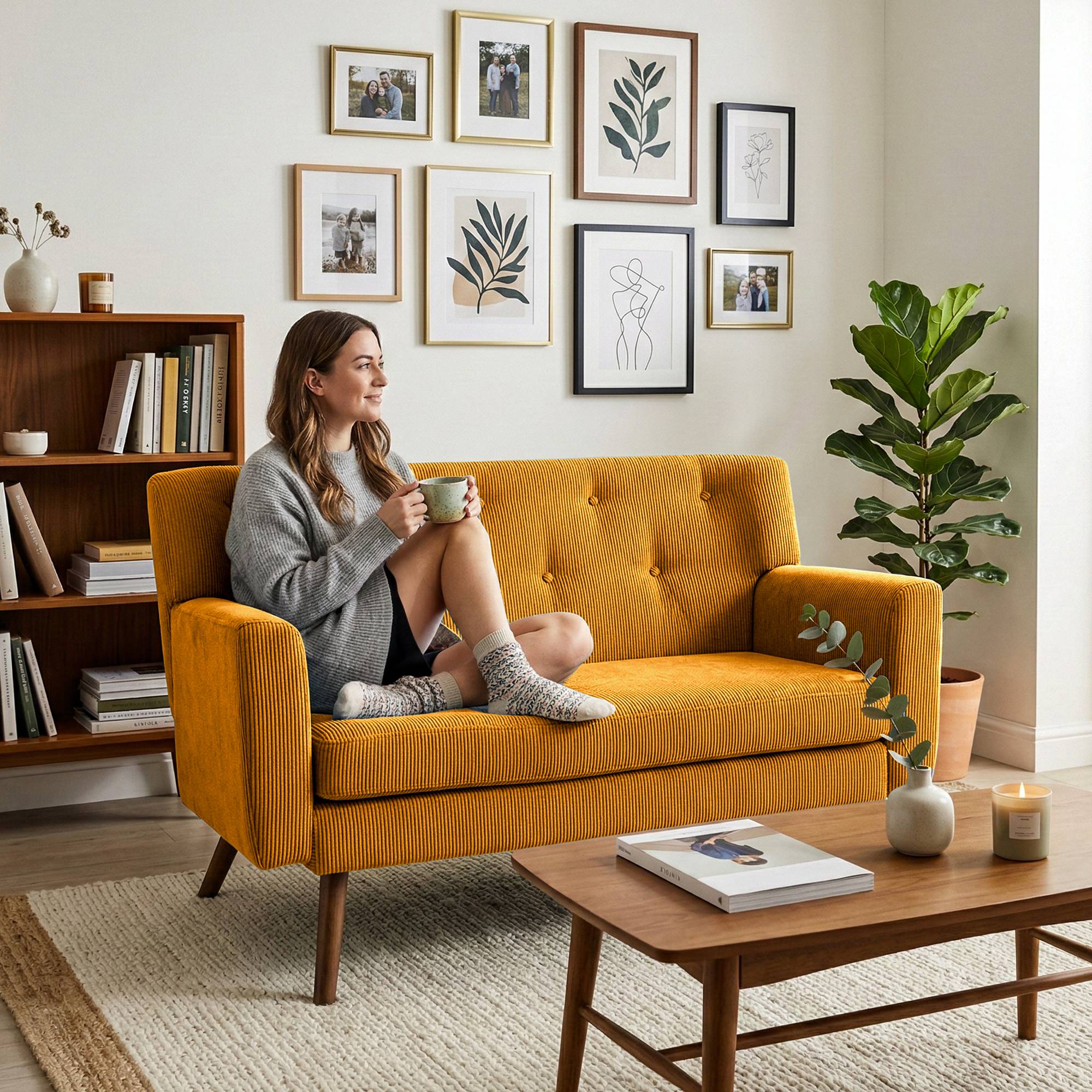 Sofa Kioni Cord, orange