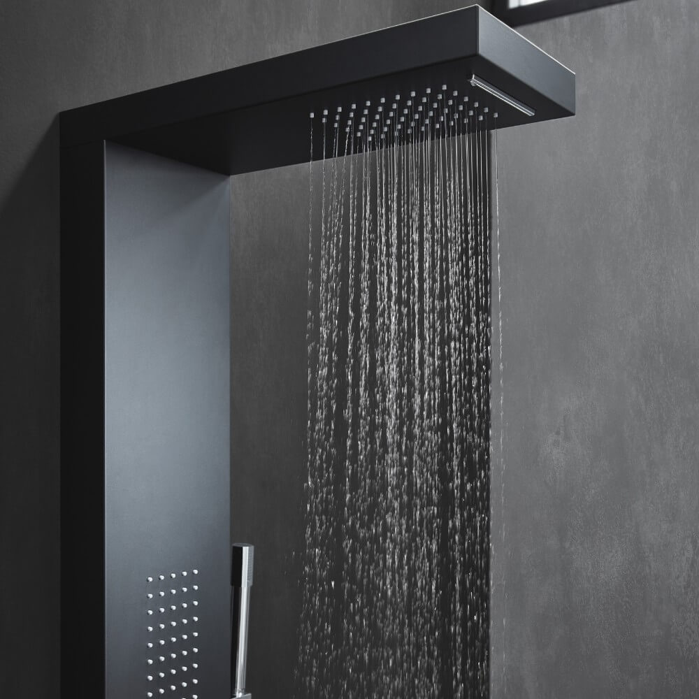 Duschpaneel mit Regendusche CASCATA – Schwarz