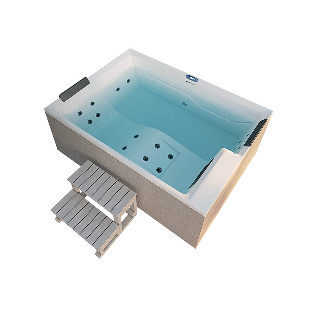 Outdoor Whirlpool NIMBUS DELUXE mit Treppe und Thermoabdeckung - 190 x 140 cm für 2 Personen