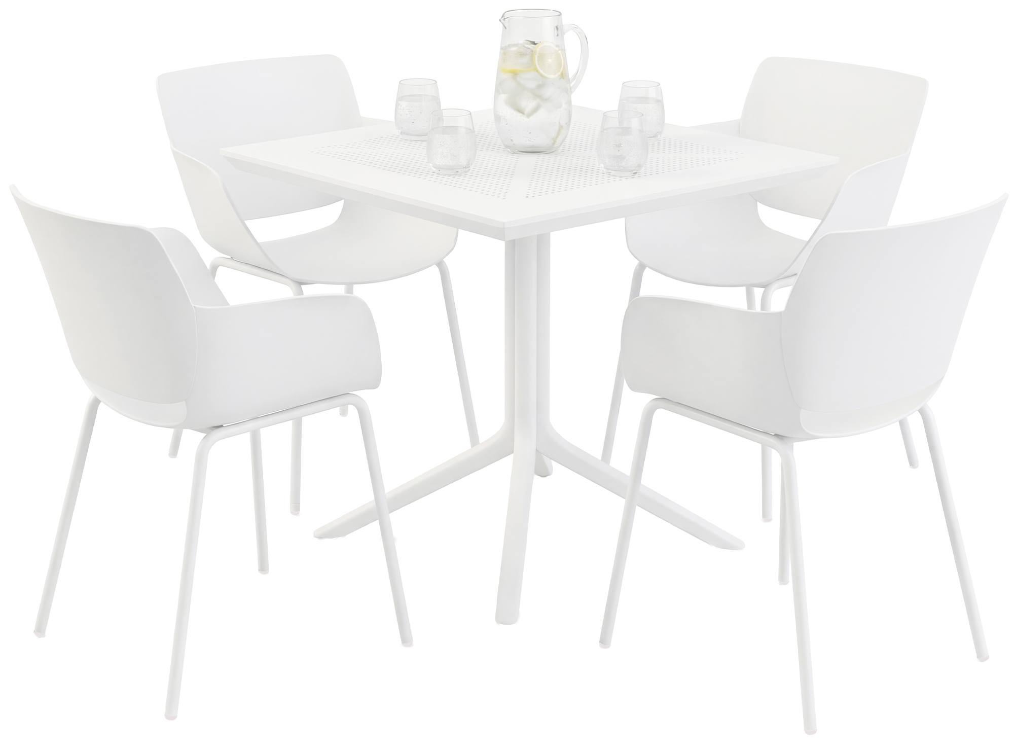Gartenmöbel-Set Lirra mit 4 Stühlen, weiß