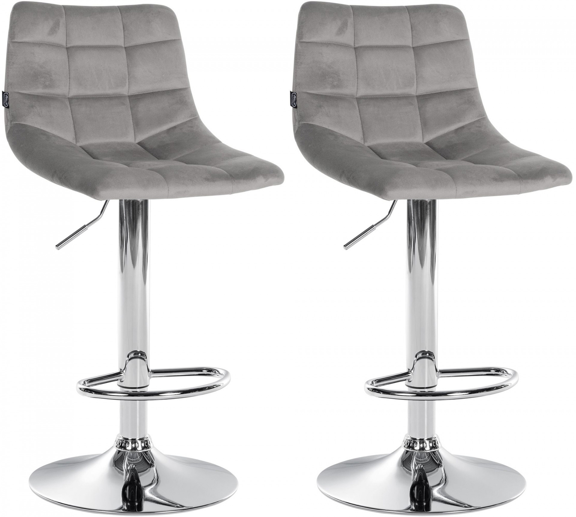 2er Set Barhocker Jerry Samt chrom, grau