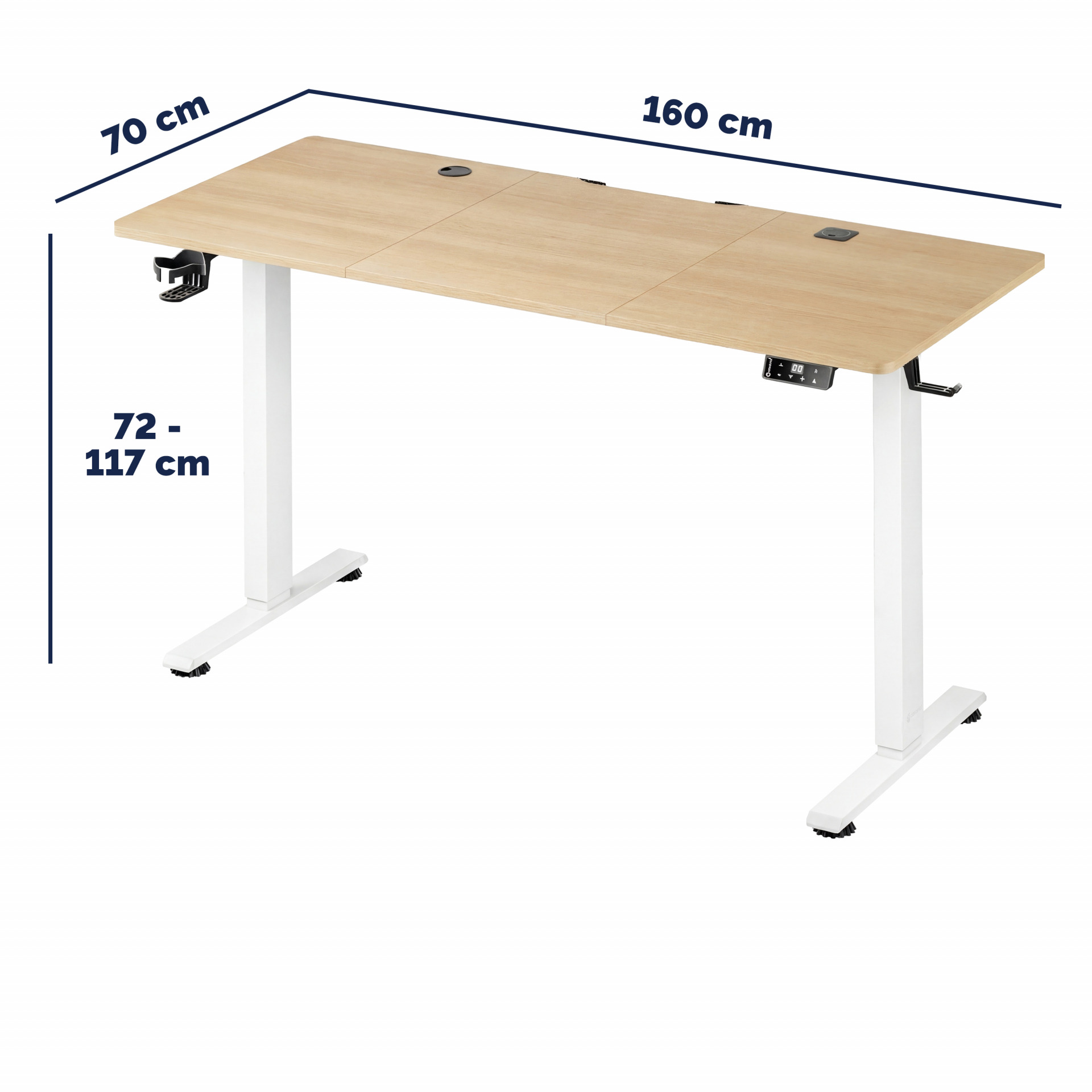 Höhenverstellbarer Schreibtisch Beige 160x75x72-117cm