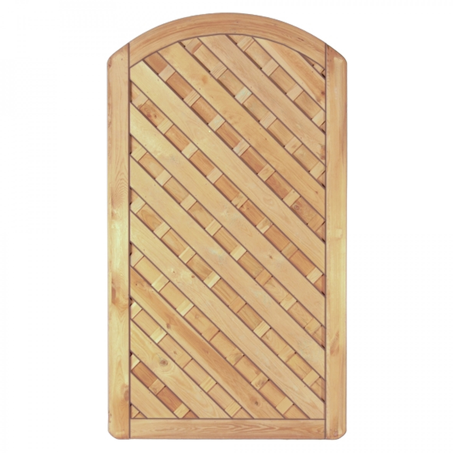 Maxi-Diagonal Bogen Tor 100 x 180/160 cm, Rahmen 45/90 mm, ohne Beschlag, kdi grün, Lamellen geriffelt & geschraubt