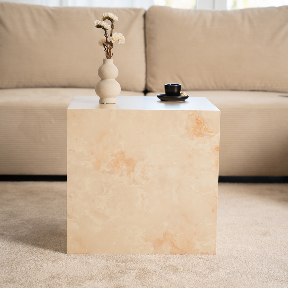 Couchtisch Marmor AMIRI M - 50 x 50 cm Sandstein