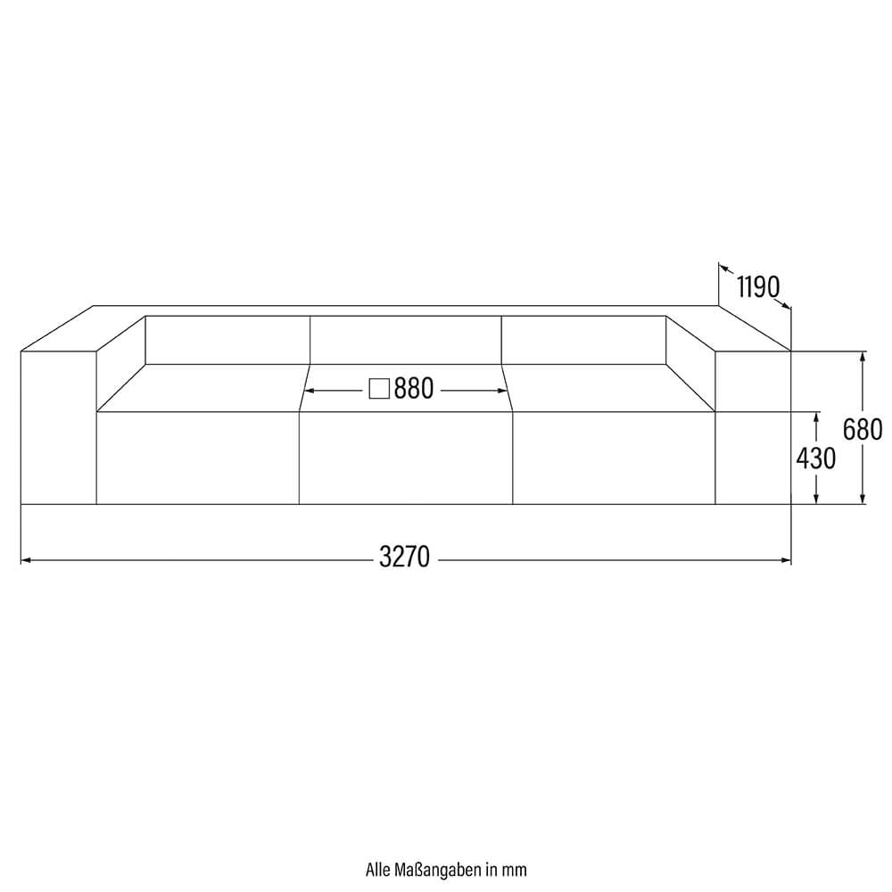 Modulares Sofa VERONA M - 327 x 120 cm Hellgrau