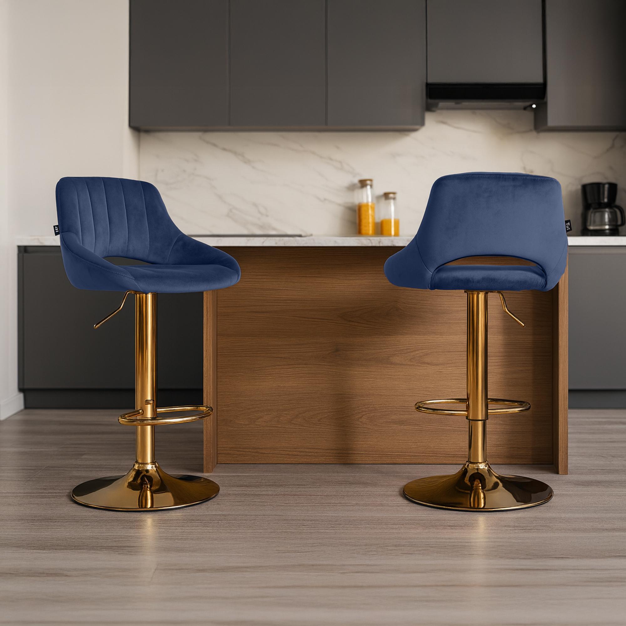 Barhocker Milet Samt gold, blau