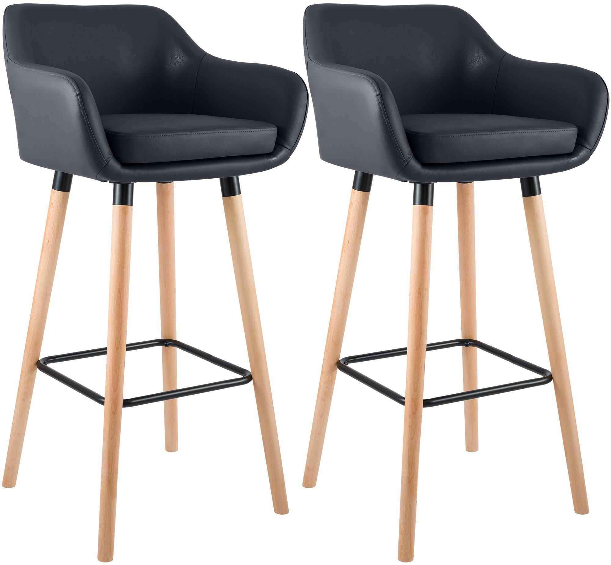 2er Set Barhocker Grant Kunstleder, schwarz