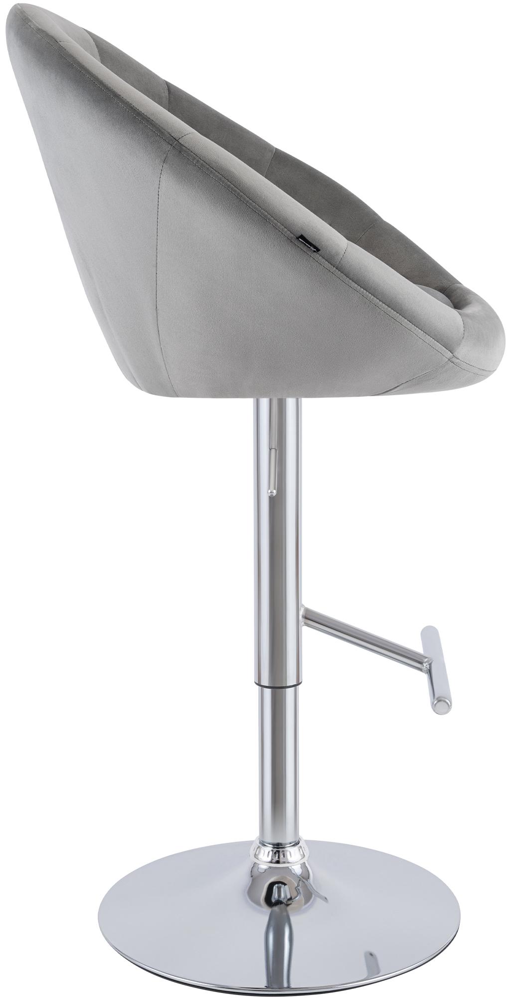Barhocker London Samt chrom, grau