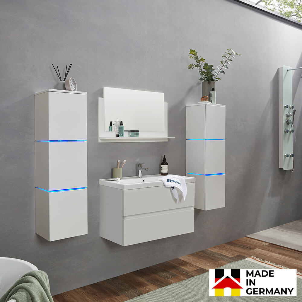 Badmöbel Komplettset WANGEROOGE BIG DELUXE XL - Weiß Made in Germany