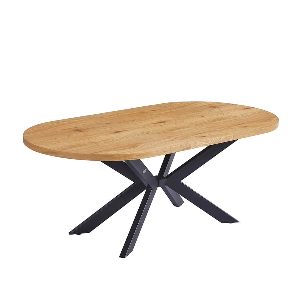 Esstisch Oval Ausziehbar AVENTI inkl. Sternfuß - 160-200 x 100 cm Light Oak