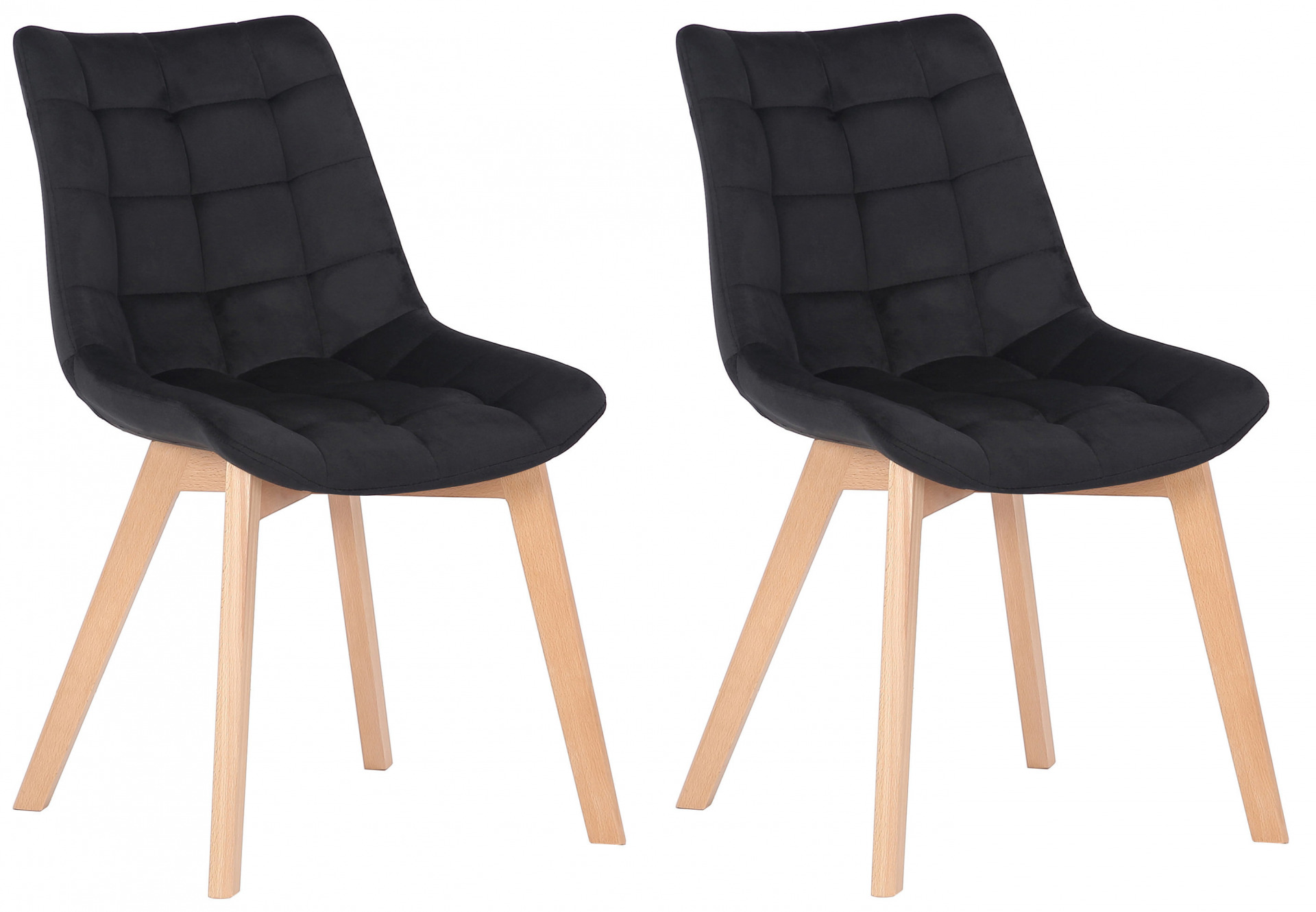 2er Set Esszimmerstühle Passaic Samt, schwarz