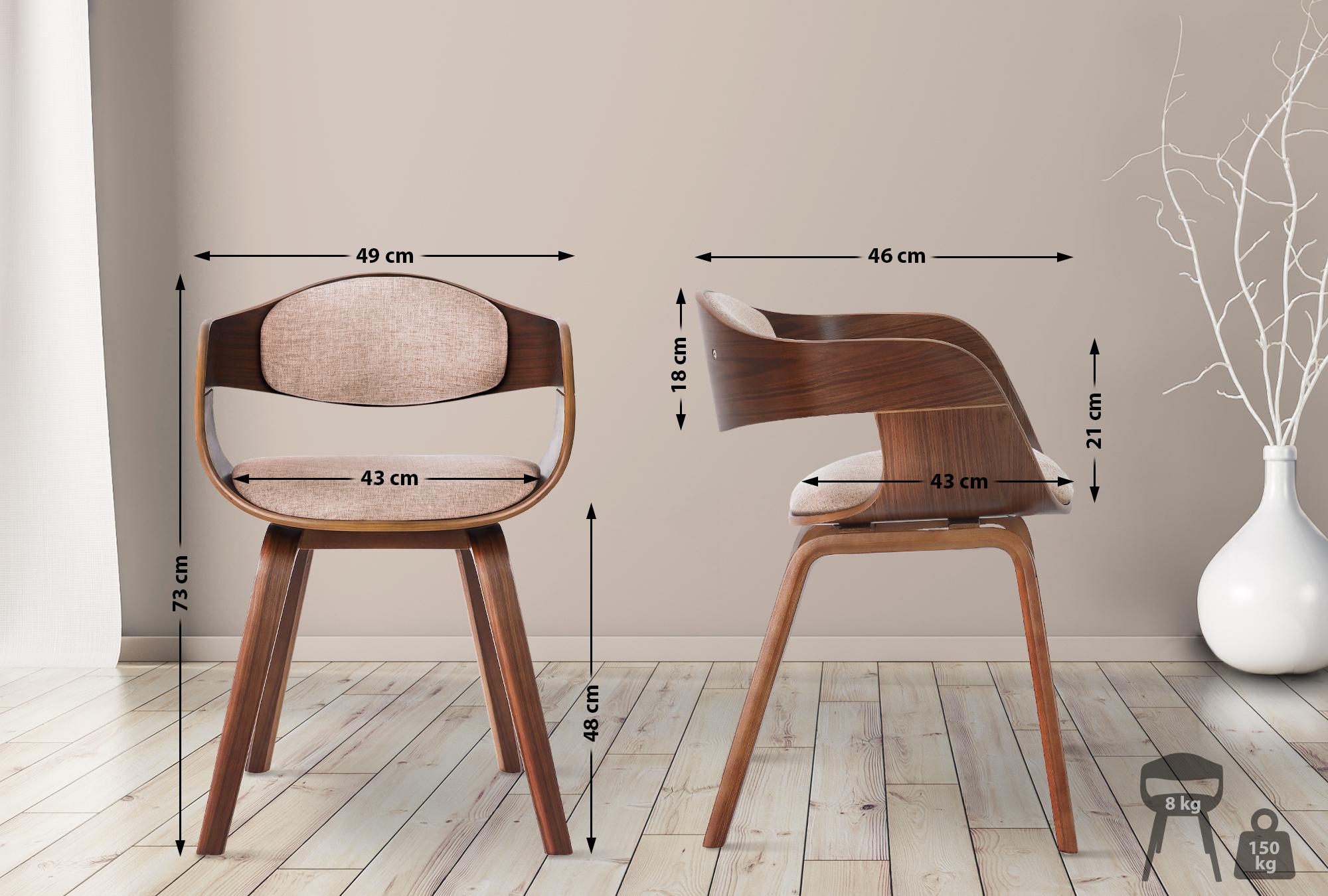 Besucherstuhl Kingston Stoff, walnuss/creme