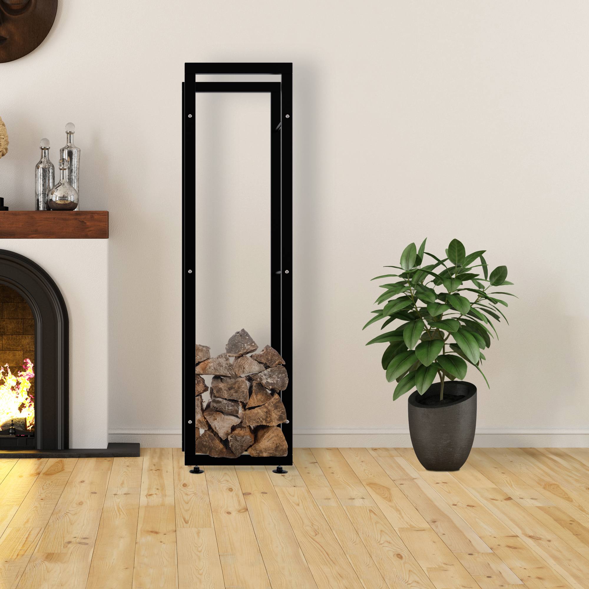Kaminholzständer Keri V2 25x40x150, schwarz