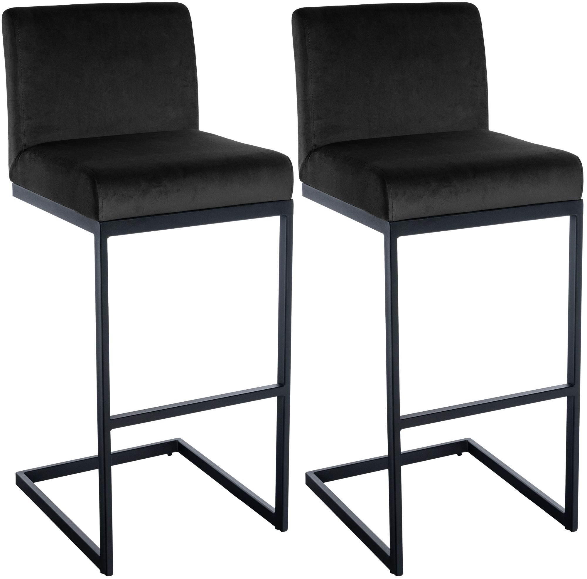 2er Set Barhocker Hopewell Samt B, schwarz