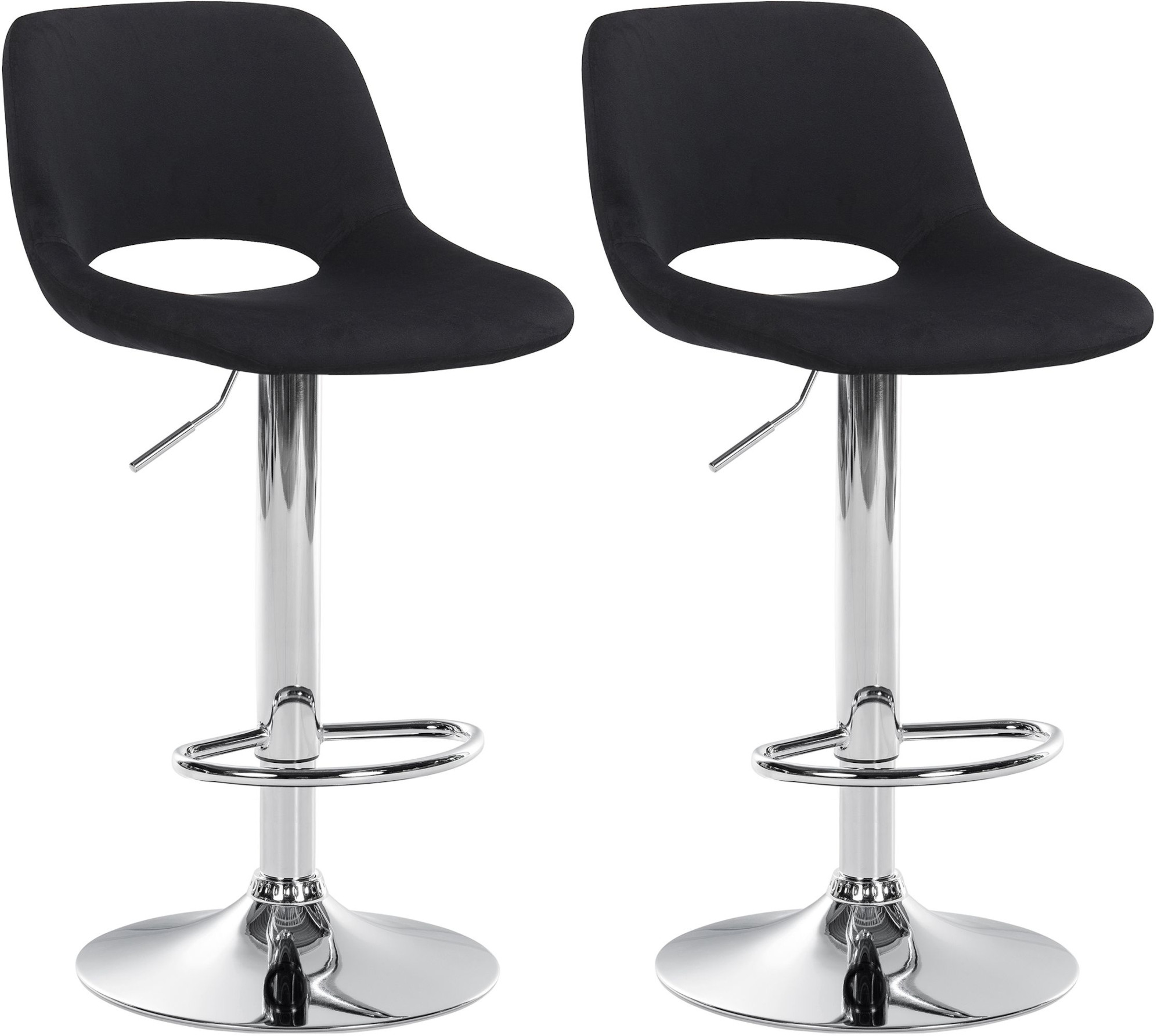 2er Set Barhocker Camden Samt chrom, schwarz