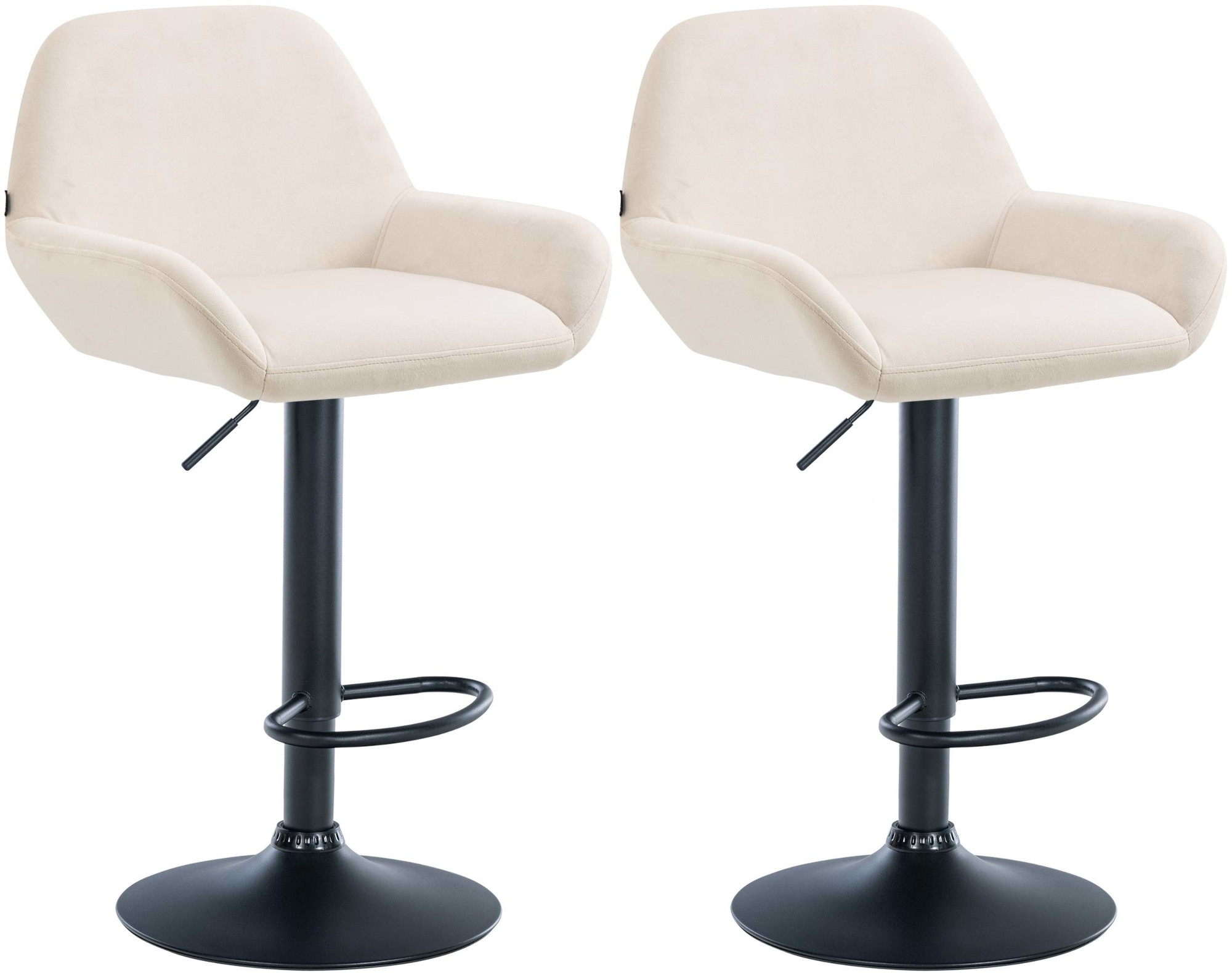 2er Set Barhocker Braga Samt schwarz, creme