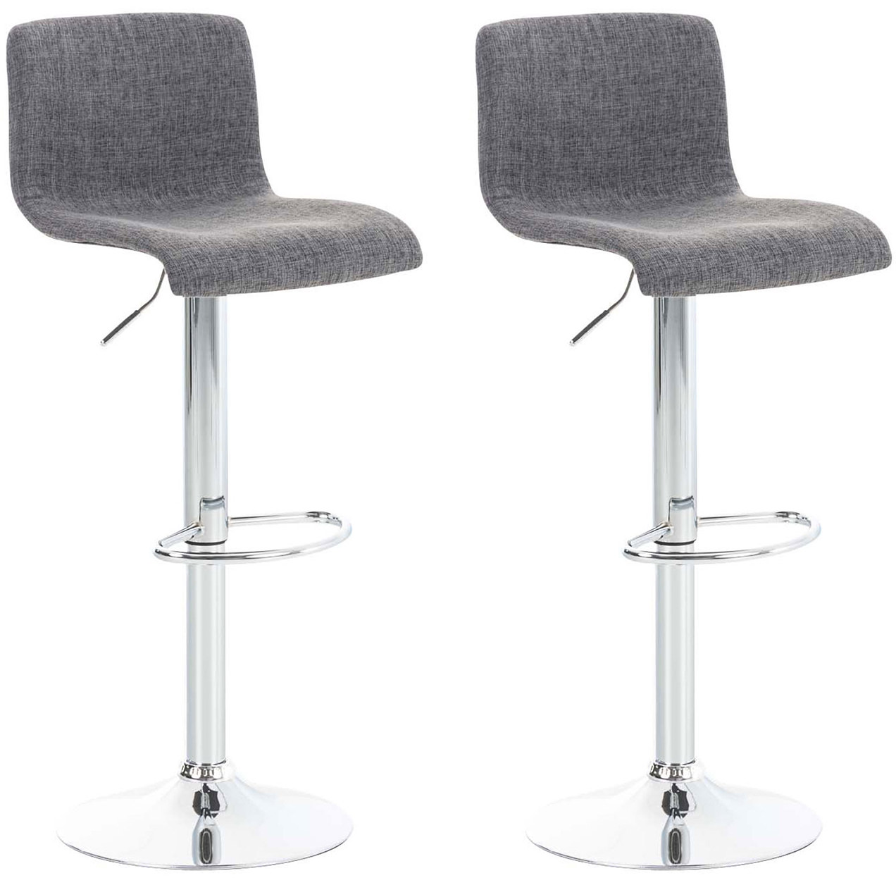 2er Set Barhocker Hoover Stoff chrom, hellgrau