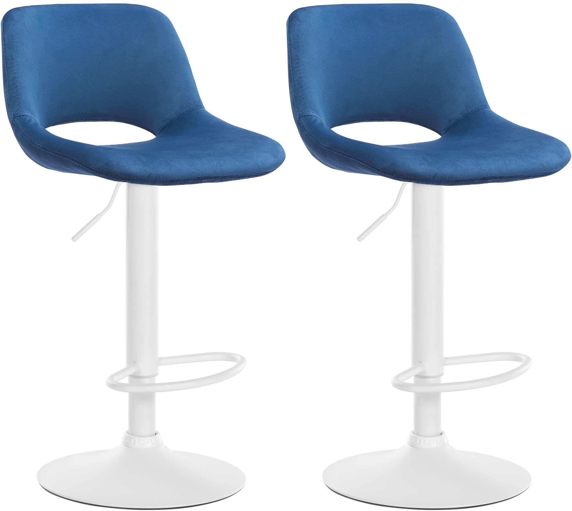 2er Set Barhocker Camden Samt weiß, blau