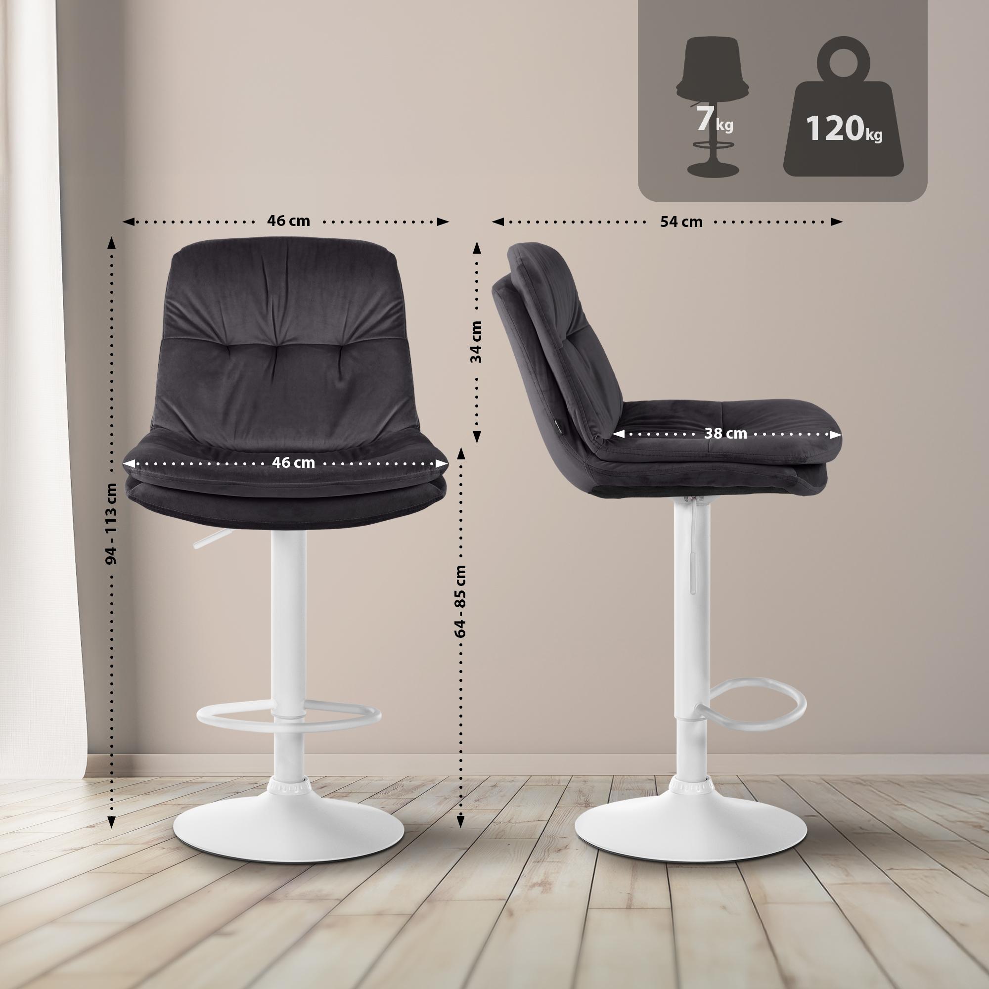 Barhocker Laurel Samt weiß, schwarz