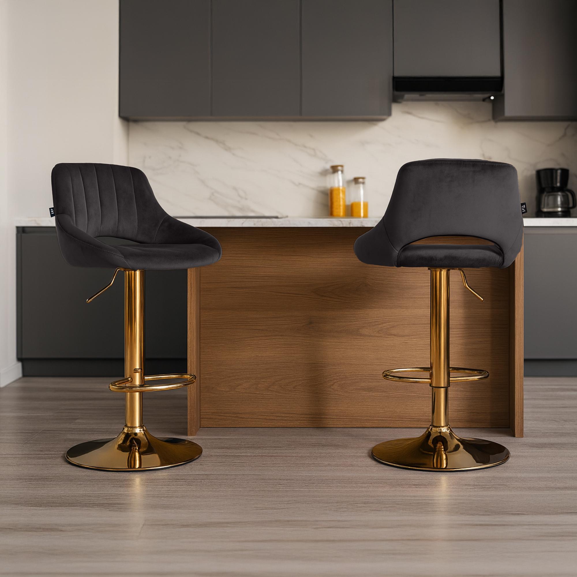 Barhocker Milet Samt gold, schwarz