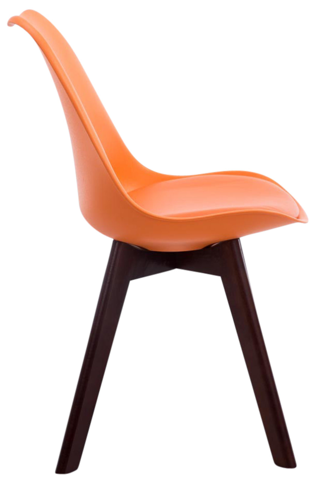 4er Set Besucherstühle Borneo V2 Walnuss Kunstleder, orange