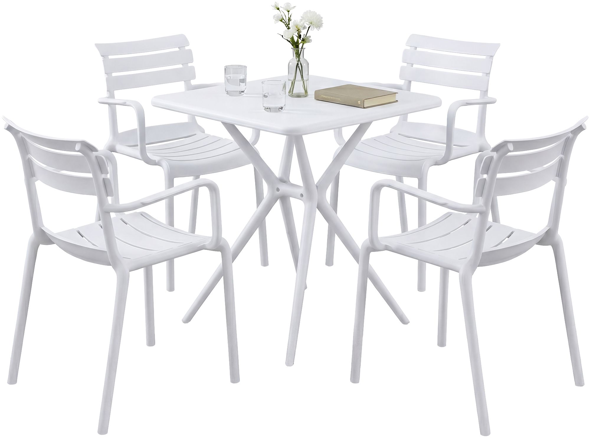 Gartenmöbel-Set Avena mit 4 Stühlen, weiß