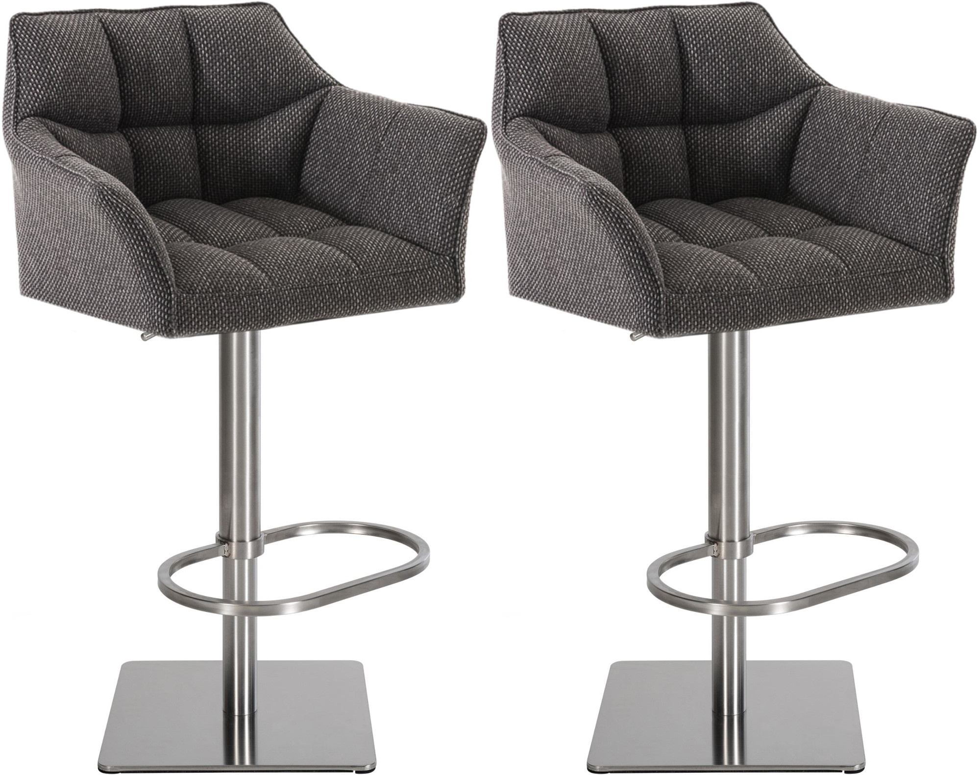 2er Set Barhocker Damaso Stoff edelstahl, titangrau