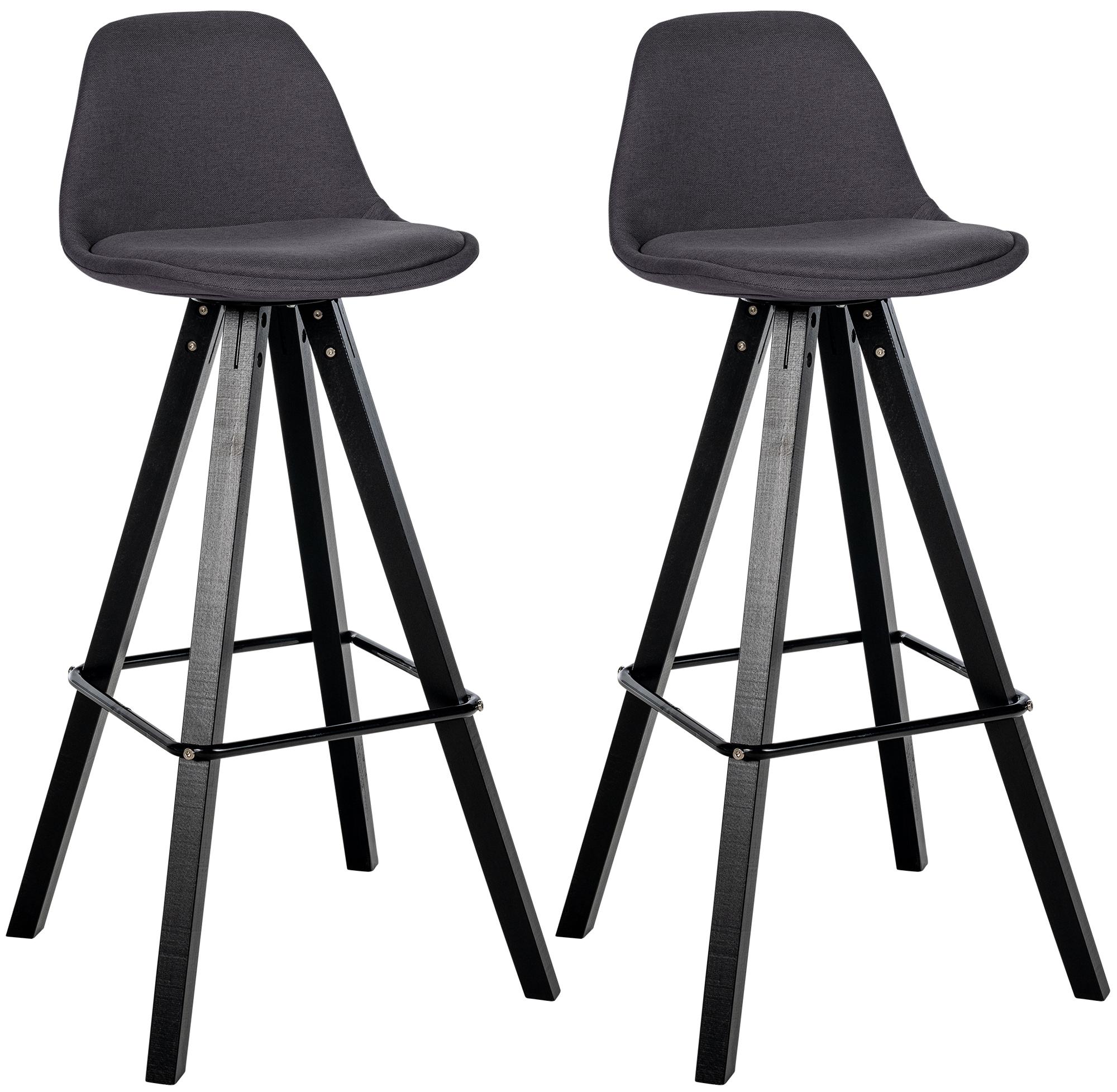 2er Set Barhocker Corbin Stoff Square, dunkelgrau