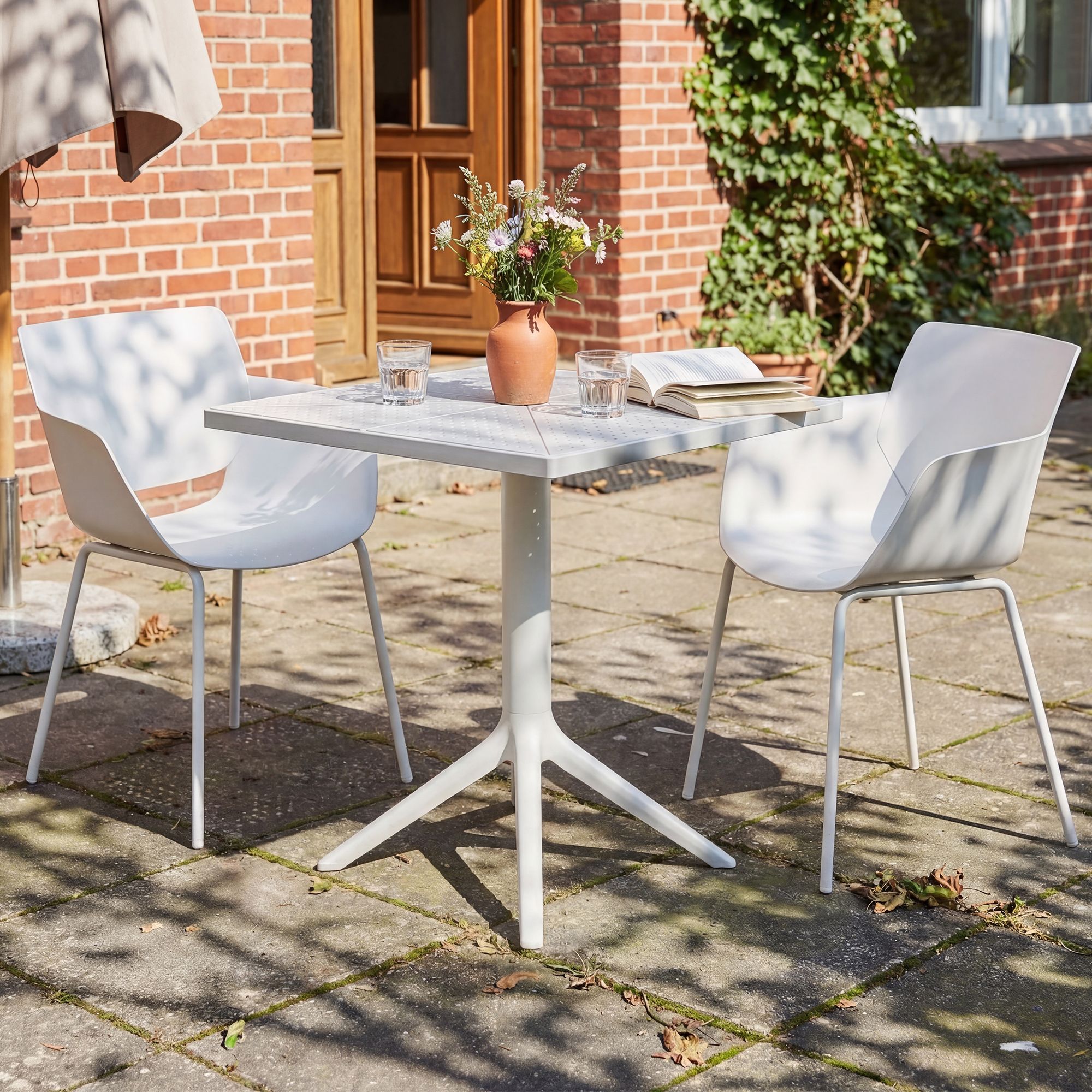 Gartenmöbel-Set Norva mit 2 Stühlen, weiß