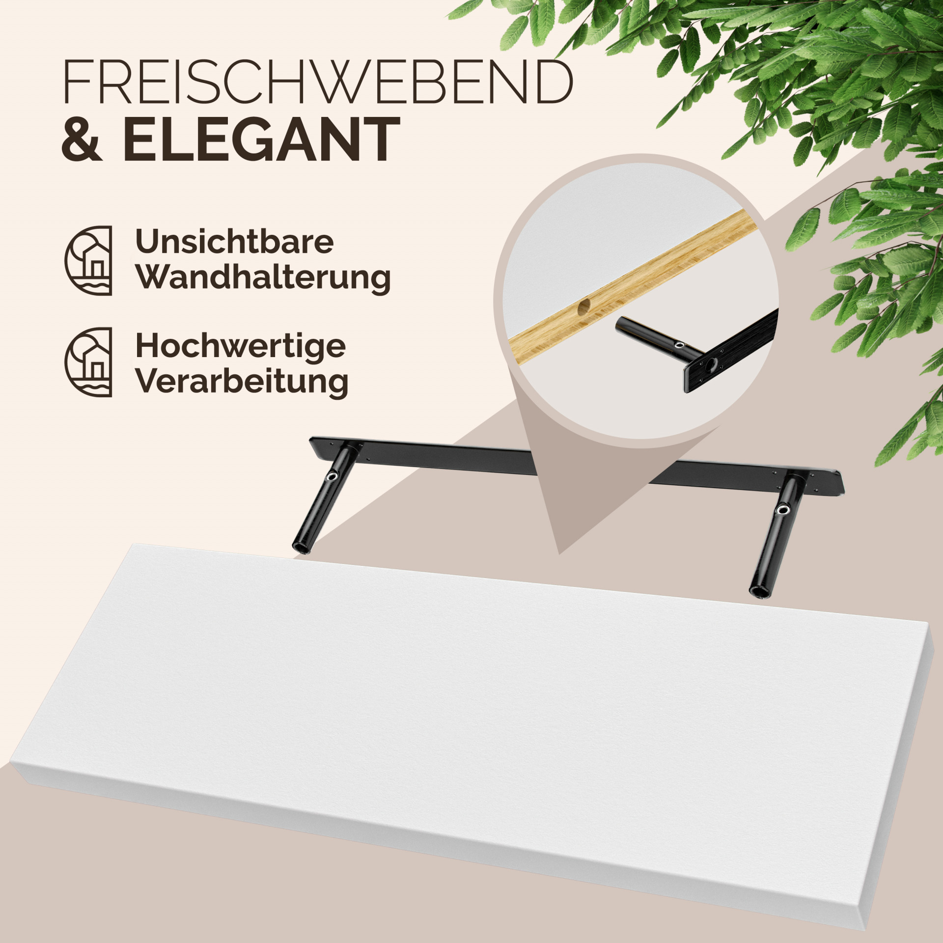 Wandregal Schweberegal 70cm Weiß + Halterung