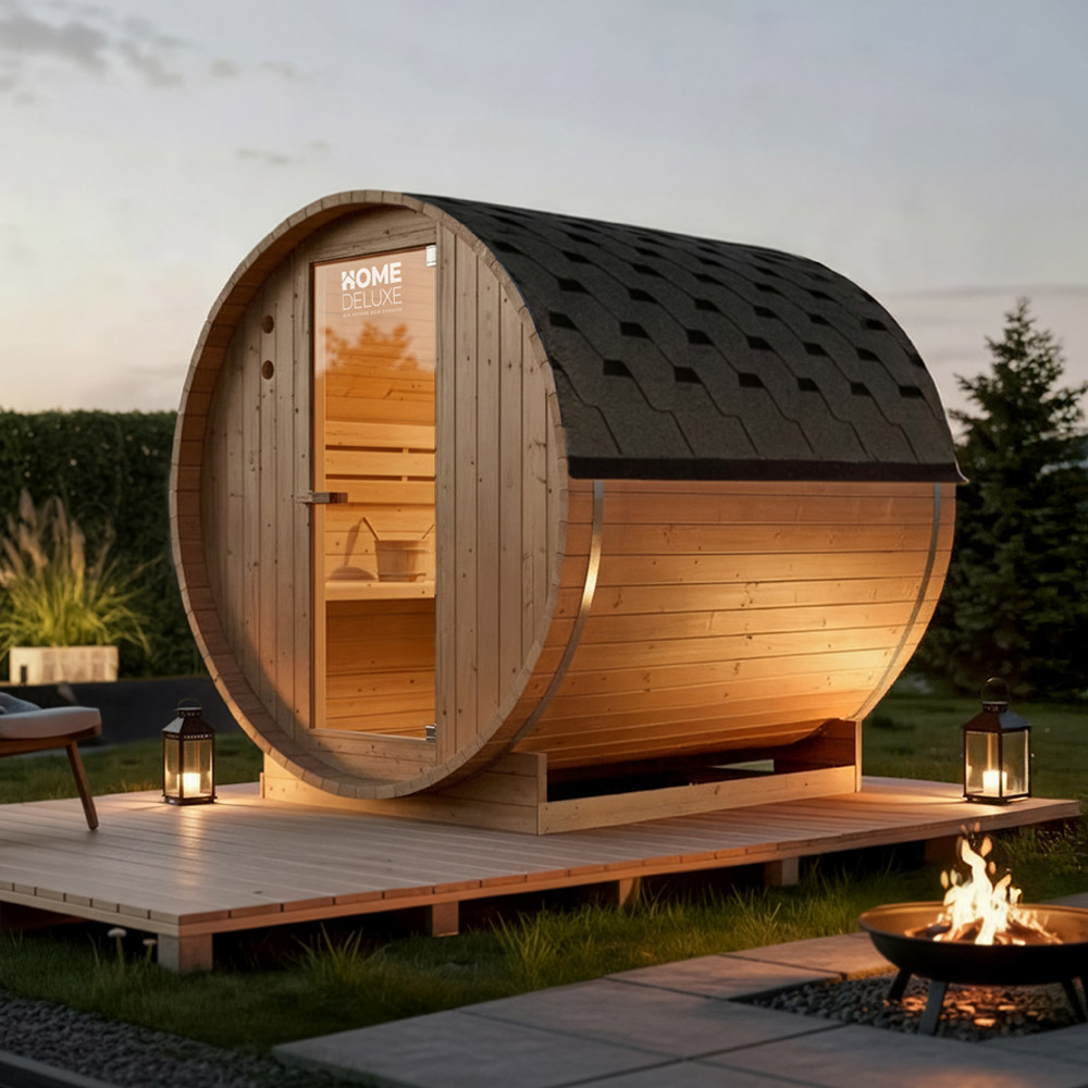 Outdoor Fasssauna LAHTI L - 195 x 180 cm für 4 Personen