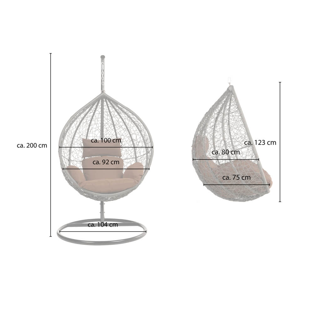 Polyrattan Hängesessel mit Gestell CIELO - Grau/Braun