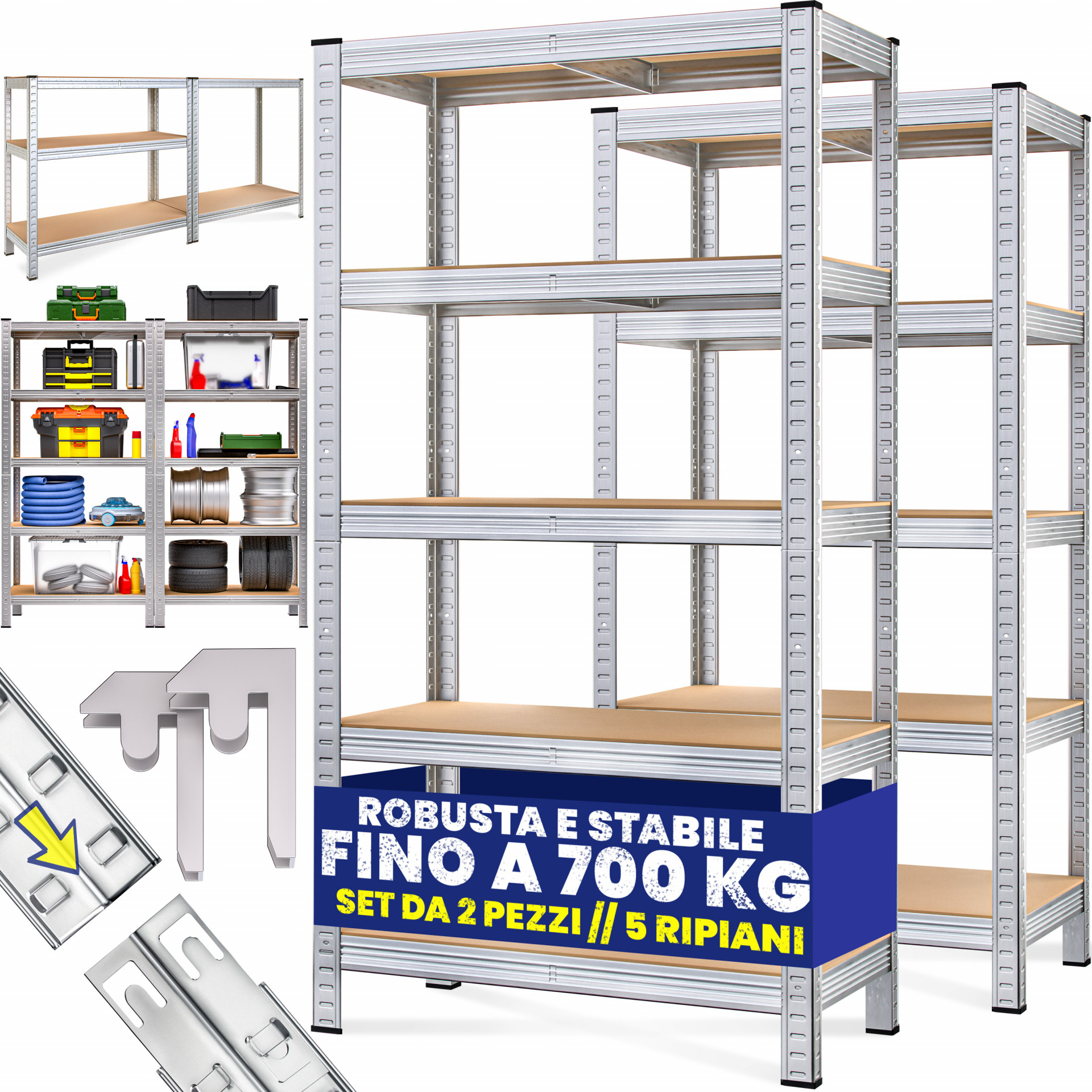 Schwerlastregal 2er-Set 170x75x30cm verzinkt 350kg