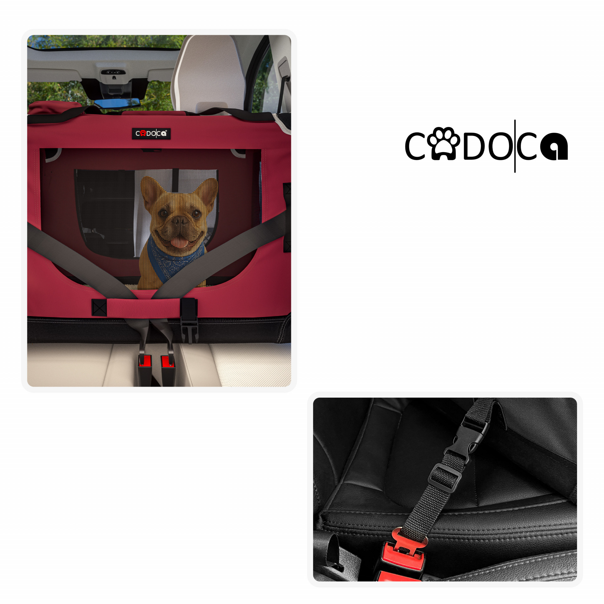 Hundebox faltbar M 60x42x44cm Dunkelrot