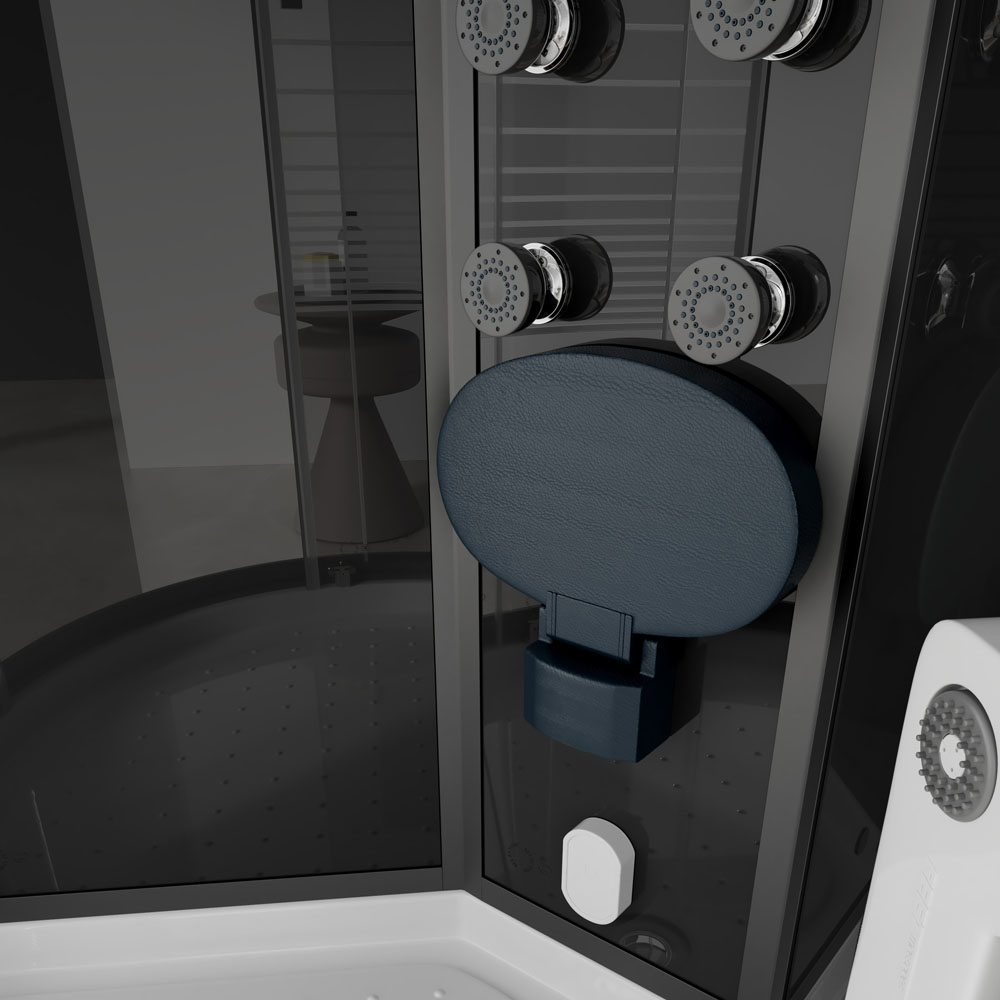 Dampfdusche mit Wasserfall und Dampfsauna BLACK PEARL - 90 x 90 cm