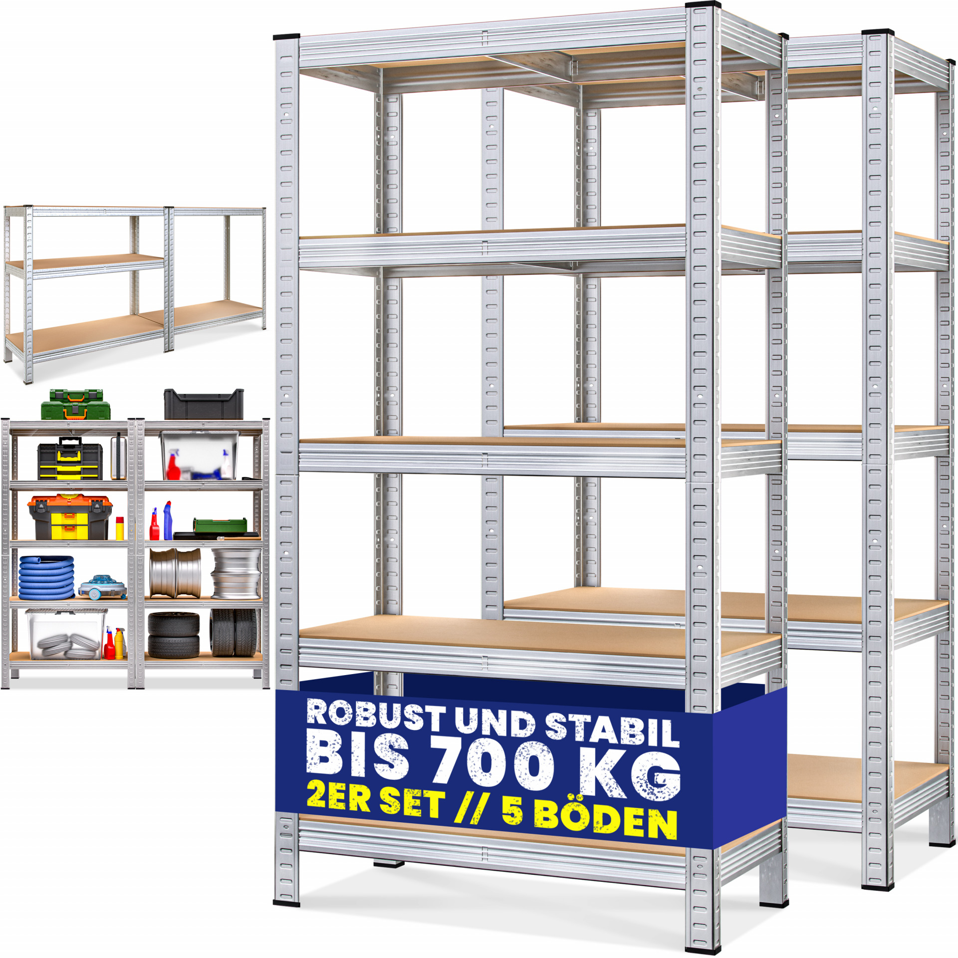 Schwerlastregal 2er-Set 170x75x30cm verzinkt 350kg