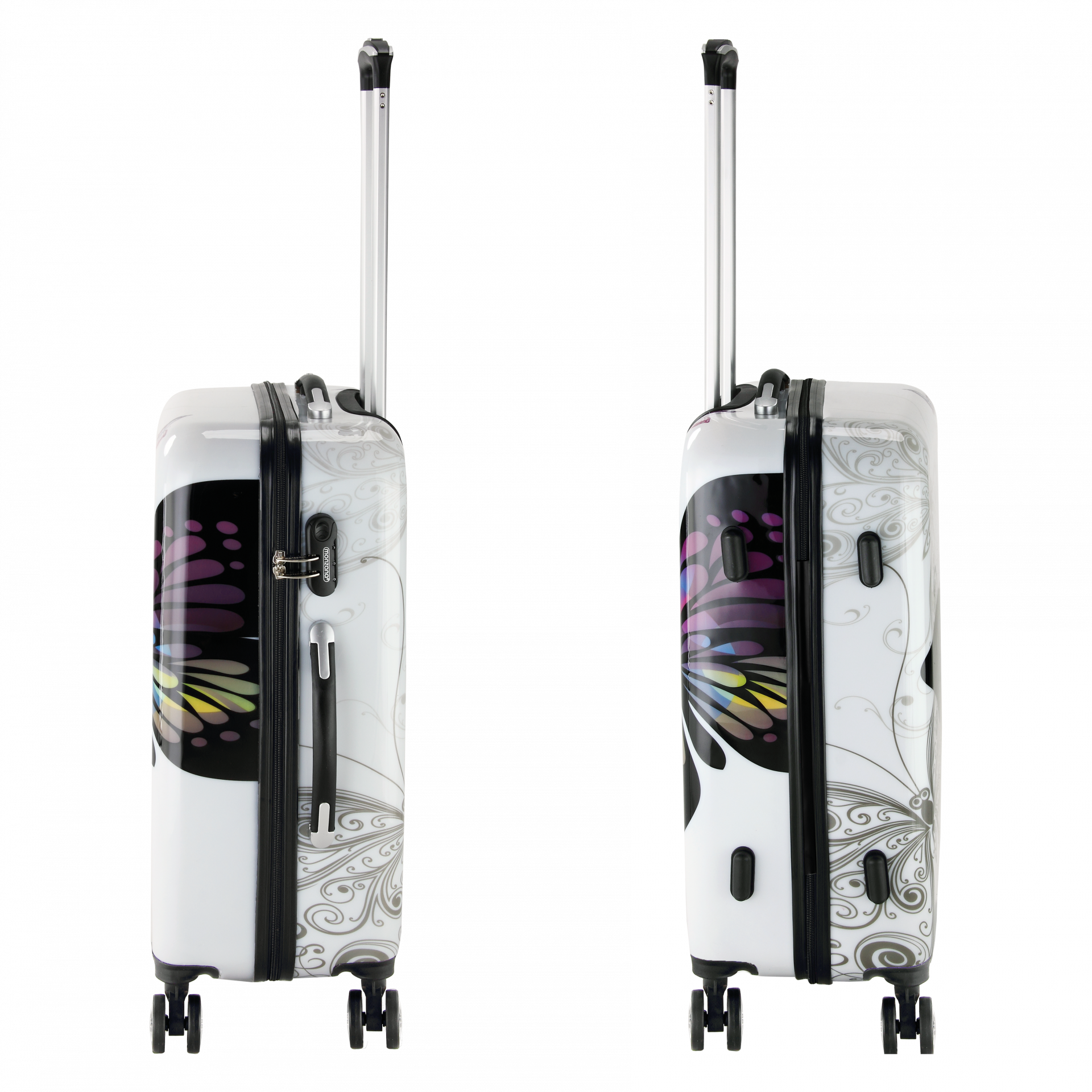 Hartschalenkoffer Set 4-tlg Rollen 360º Beautycase Butterfly Polycarbonat