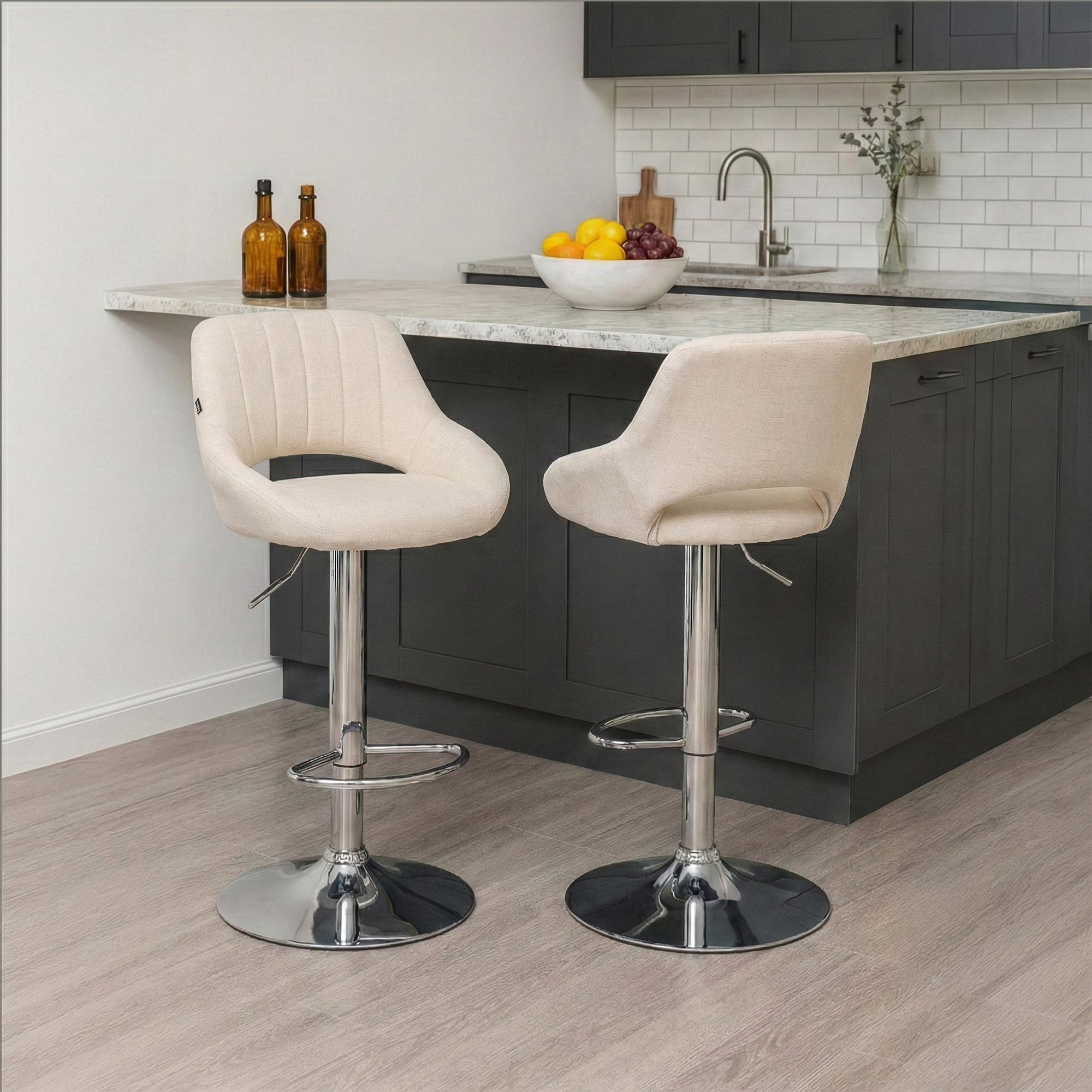 2er Set Barhocker Milet Stoff C, creme