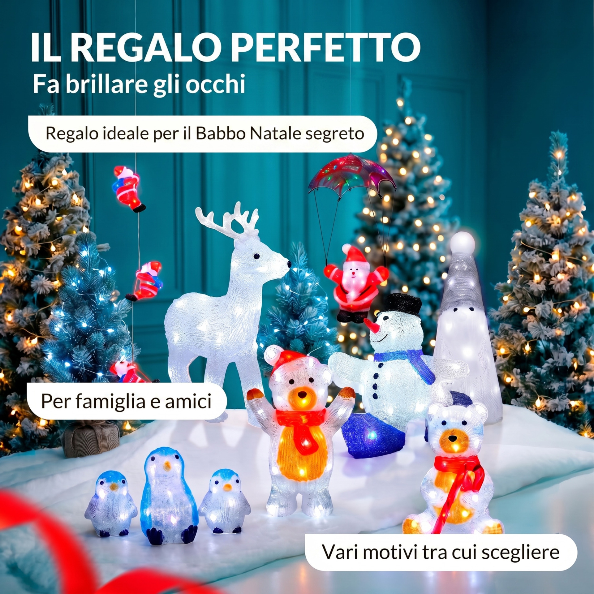 LED Acryl Figur Weihnachten Teddy sitzend