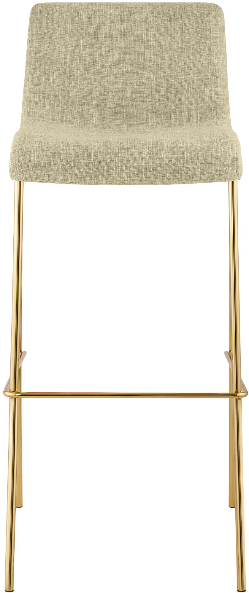 2er Set Barhocker Hoover Stoff 4-Fuß Gold, creme