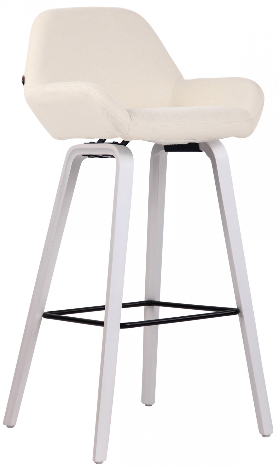 Barhocker Newnan Stoff 4-Fuß Gestell weiß (eiche), creme
