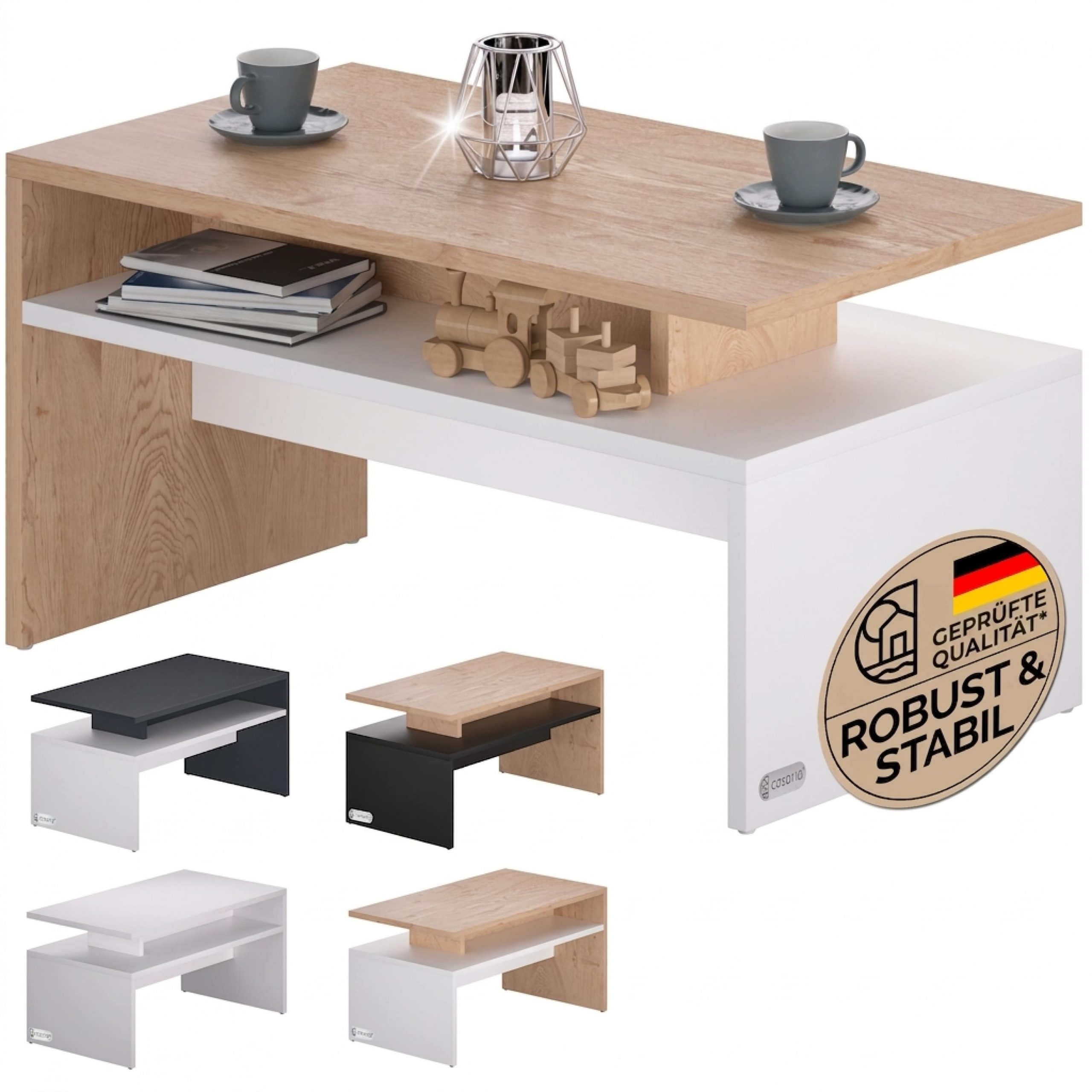 Couchtisch Sacramento Weiß/Eiche 95x55x50cm