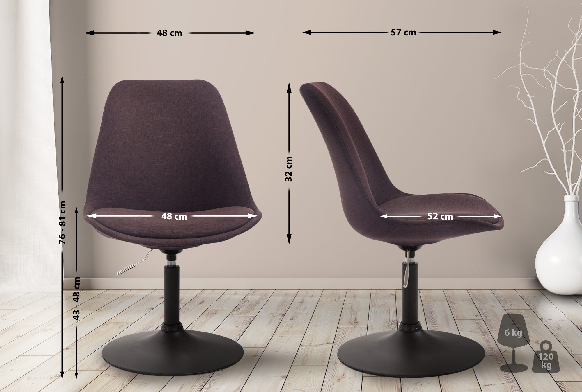 Stuhl Maverick B Stoff, braun