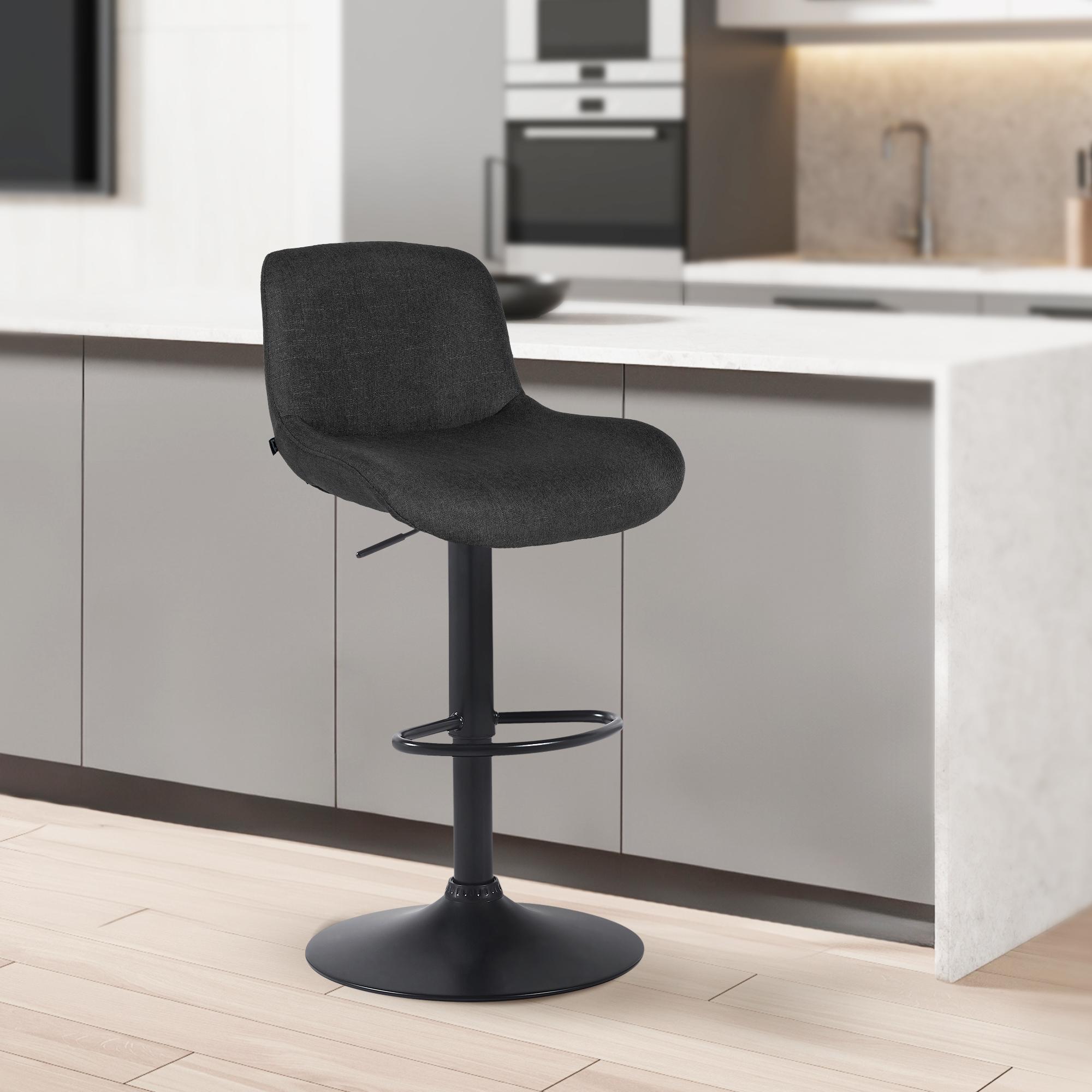 Barhocker Solon Schwarz Stoff, schwarz