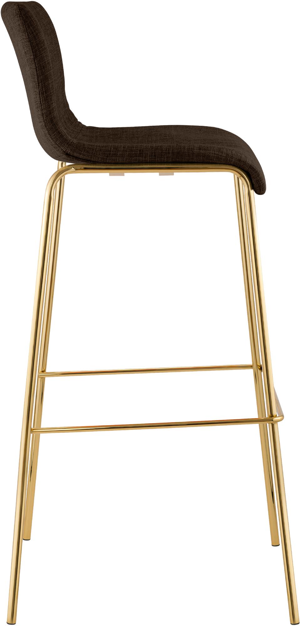 2er Set Barhocker Hoover Stoff 4-Fuß Gold, braun